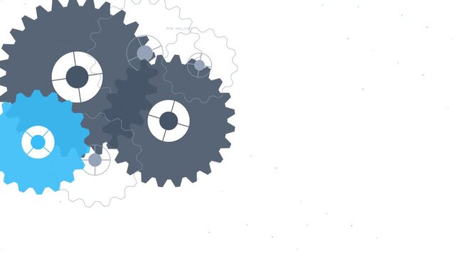 Gear wheels turning together on white background with copy space for business process and teamwork presentation