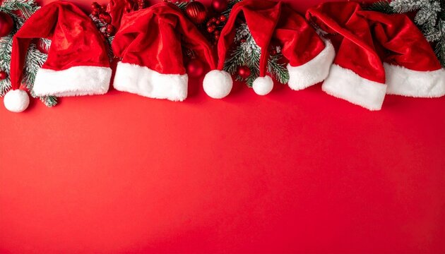 Festive Christmas background, red fabric, pinecones, ornaments, holiday decor