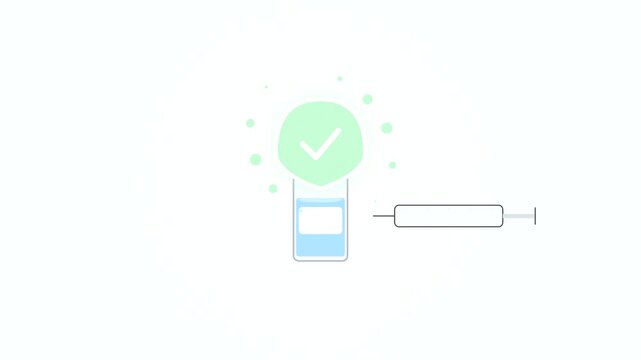 Futuristic digital health guard application featuring a medical verification checkmark and vaccine syringe icon for healthcare security