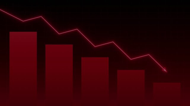 Red Bar Graph Showing Financial Loss - Stock Market Crash and Economic Crisis Concept