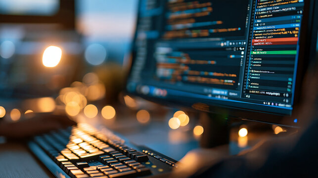 Programming code with test results showing one failed and one passed test close up of a monitor with a code editor and a test panel with a red failed row and a green passed row keyboard