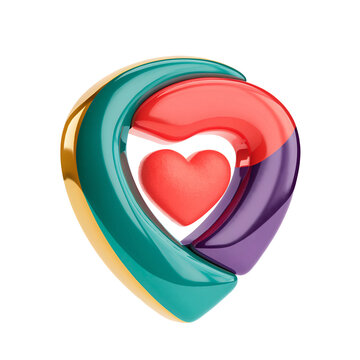 Caregiver support badge with interlocking protective shapes around a heart