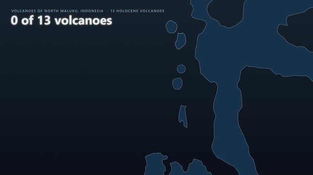 North Maluku, Indonesia volcano map: Gamalama, Hiri