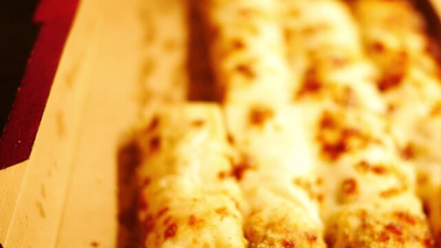Woman Grabs Delicious Breadstick from Pizza Box.