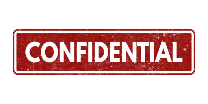 Confidential Stamp, Red Vintage Grunge Label for Private Office Files