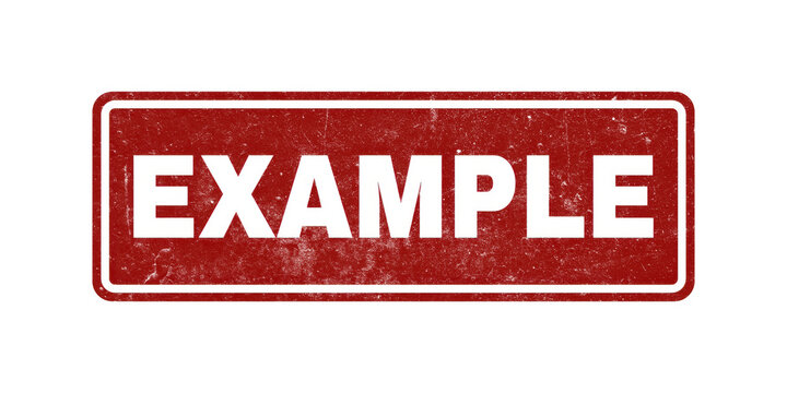Example Red Grunge Rubber Stamp, Scratched Rectangular Watermark Sign on Black Background for Sample Document and Template Vector