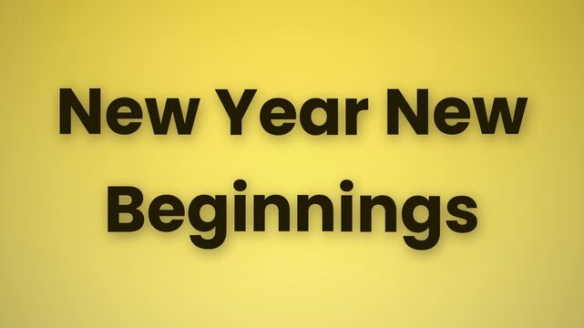 New year new beginnings text transition animation with smooth drop shadow style.