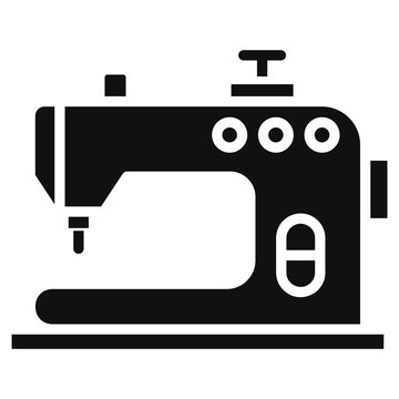 Black and white sewing machine icon with controls
