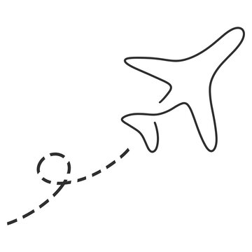 Simple airplane flying with dotted takeoff path