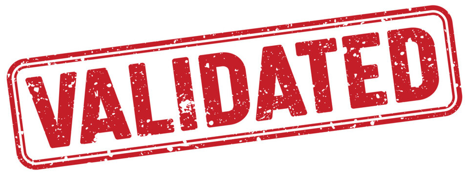 validated red grunge stamp with no background. validated stamp