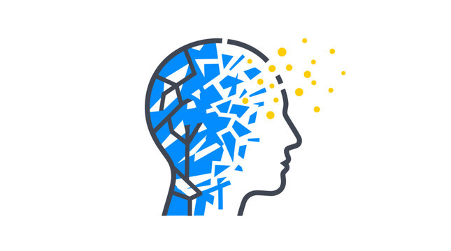 Cognitive Decline, A minimalist graphic depicting memory loss and fading thoughts