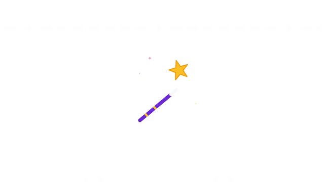Purple magic wands casting yellow star sparks on white background