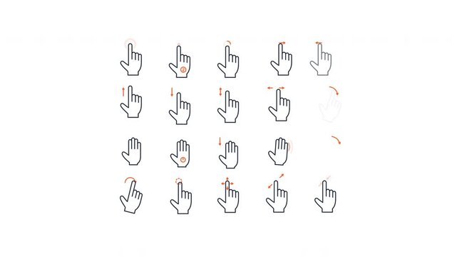 Collection of animated touch screen hand gesture icons for web