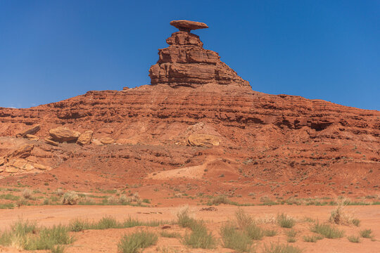 Mexican Hat Balanced Rock Formation in the Red Rock Desert of Southern Utah USA