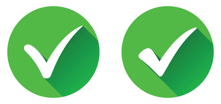 Two green checkmarks. Right and left checkmark. Simple green checkmark. Vector illustration.