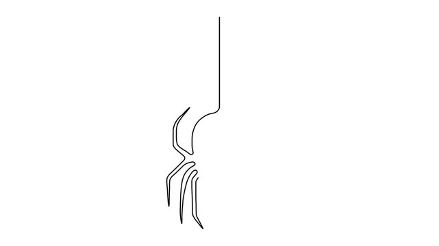 Single line art hanging spider illustration Minimalist Halloween vector graphic
