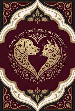 Love is the true luxury of Christmas as dog and cat form heart together