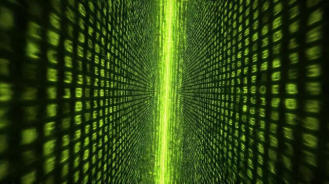 Green digital binary code abstract tunnel