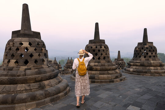 Borobudur Temple at Yogyakarta Java Indonesia. Borobudur Temple is one of the most visited temple in Indonesia.