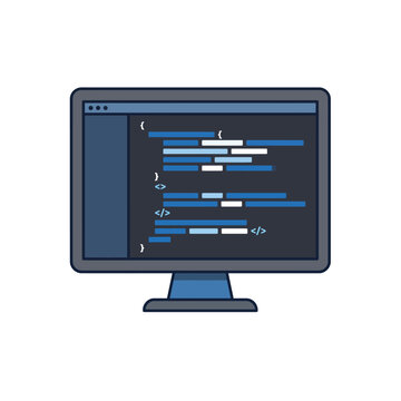 Coding and software development flat vector icon, Software engineering symbol