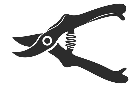 Garden Pruning Shears Silhouette Vector Illustration Handheld Cutting Tool Gardening Design.