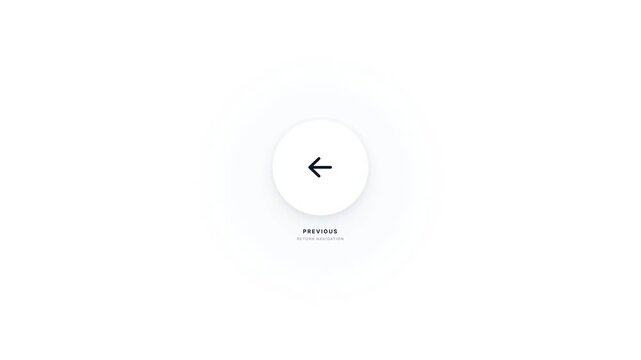 Circular back button with animated left arrow icon micro interaction