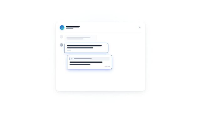 Chat message reply animation with curved connector line and thread focus