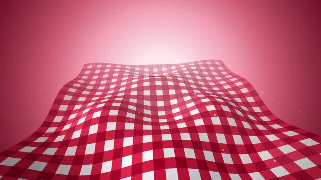 Red Gingham Fabric with Kinetic Wave Motion 4K Motion Video