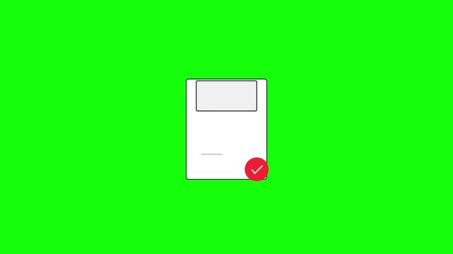 Animated document template with text lines appearing on a green screen