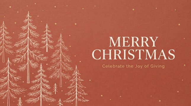 Merry christmas greeting with forest trees background