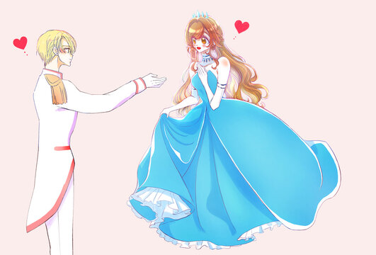 手を取ろうとする王子様とお姫様　恋