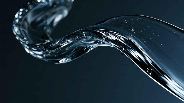 Clear Water Splash Flowing on Dark Background