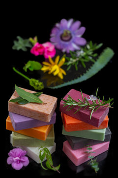 Soap Bars With Flowers and Herbs