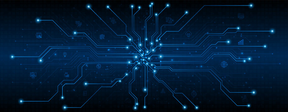 Technology circuit board background. Electronic motherboard concept of artificial intelligence engineering. Background of digital data network connectivity.