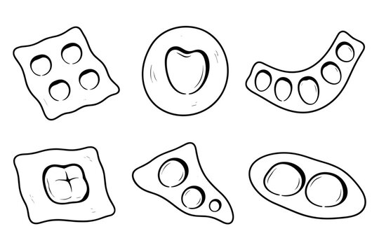Abstract organic shapes with circular inset motifs