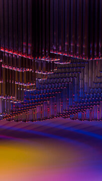 Colorful abstract geometric glass pattern with vibrant lighting