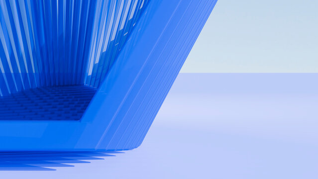 Abstract blue geometric structure with modern design in minimal style