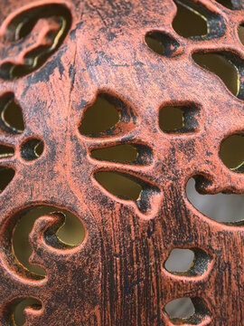 Intricate details of a decorative metalwork with unique patterns
