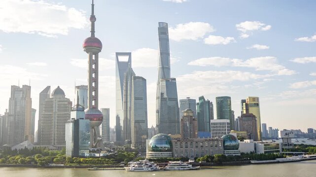 Shanghai city skyline from a high vantage point 