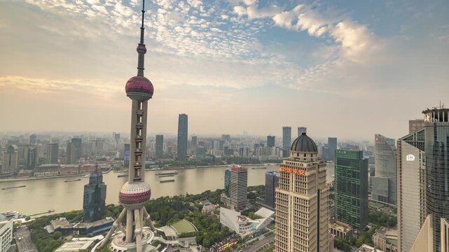Shanghai city skyline from a high vantage point 