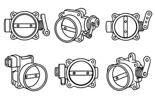 Throttle body assemblies with butterfly valves in line art