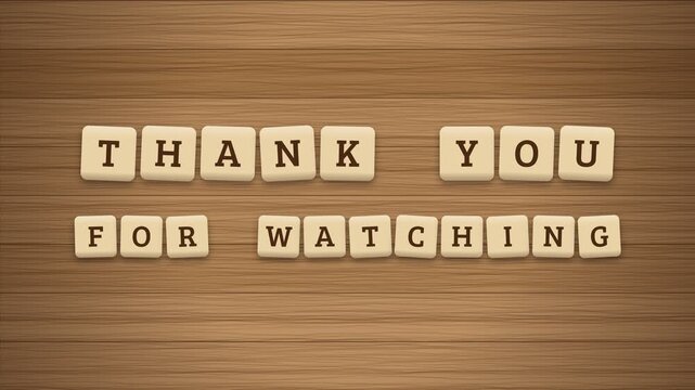Thank You For Watching message spelled out with letter tiles on a wooden background, presented in three frames