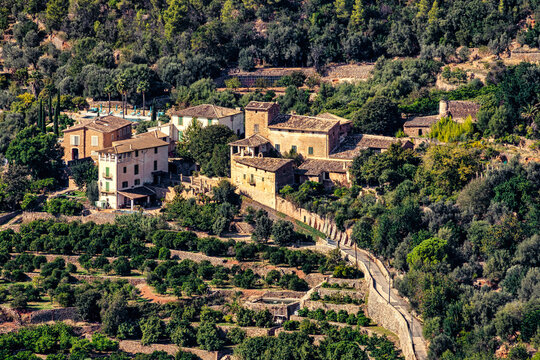 The hamlet of Binibass&iacute; is situated in the Serra de Tramuntana mountains between the town of S&oacute;ller and Fornalutx, Mallorca, Balearic Islands, Spain