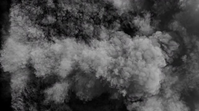 Big dust cloud from collapsing building, top down view - VFX element - 60 fps, 4K Pro Res with mask pass