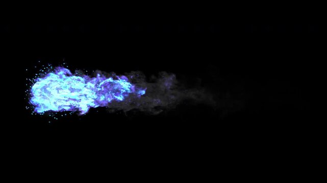 Blue magic flaming fireball or meteorite - VFX element - 60 fps, 4K Pro Res with mask pass