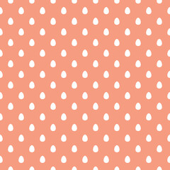 Minimal seamless Easter pattern with white egg shapes on a soft coral background, offering a clean playful look for spring fashion, stationery, wrapping paper, packaging and children's products. © MedReda