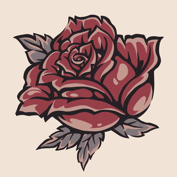 Stylized rose with deep red petals