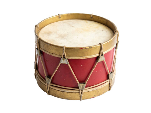 Weathered Red Rope-Tension Drum on a transparent background