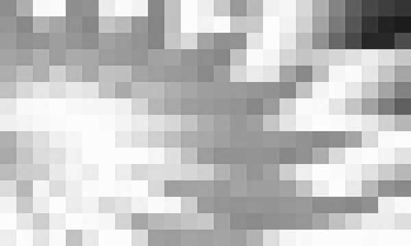 Abstract monochrome mosaic pattern, black and white pixelated grid texture, digital grey block background for modern backdrop