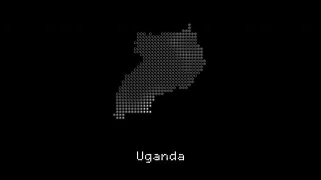 Uganda country map digital animation visualization